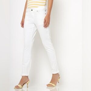 Blue Spice Cuff Bottom White Jeans Size 5 Spandex/Polyester/Cotton Blend Denim